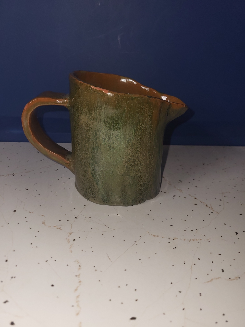 Handcrafted Green Ceramic Pitcher - Rustic Home Art Signed Pottery